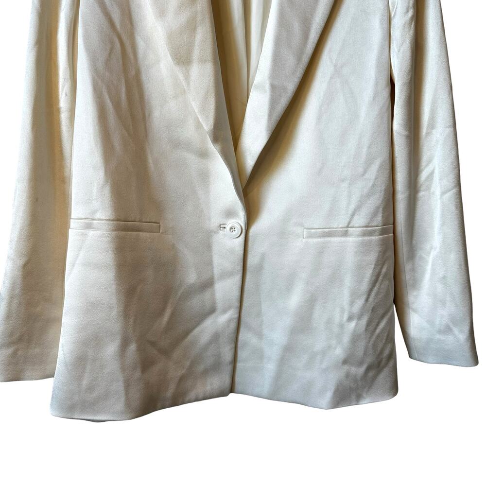 Alice + Olivia New Womens Denny Satin Boyfriend Single Breasted Blazer Ecru 4 - Picture 7 of 10